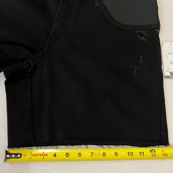 Time Tru Women's Maternity Distressed Raw Hem Stretch Black Shorts Size XXL NWT - Picture 10 of 11
